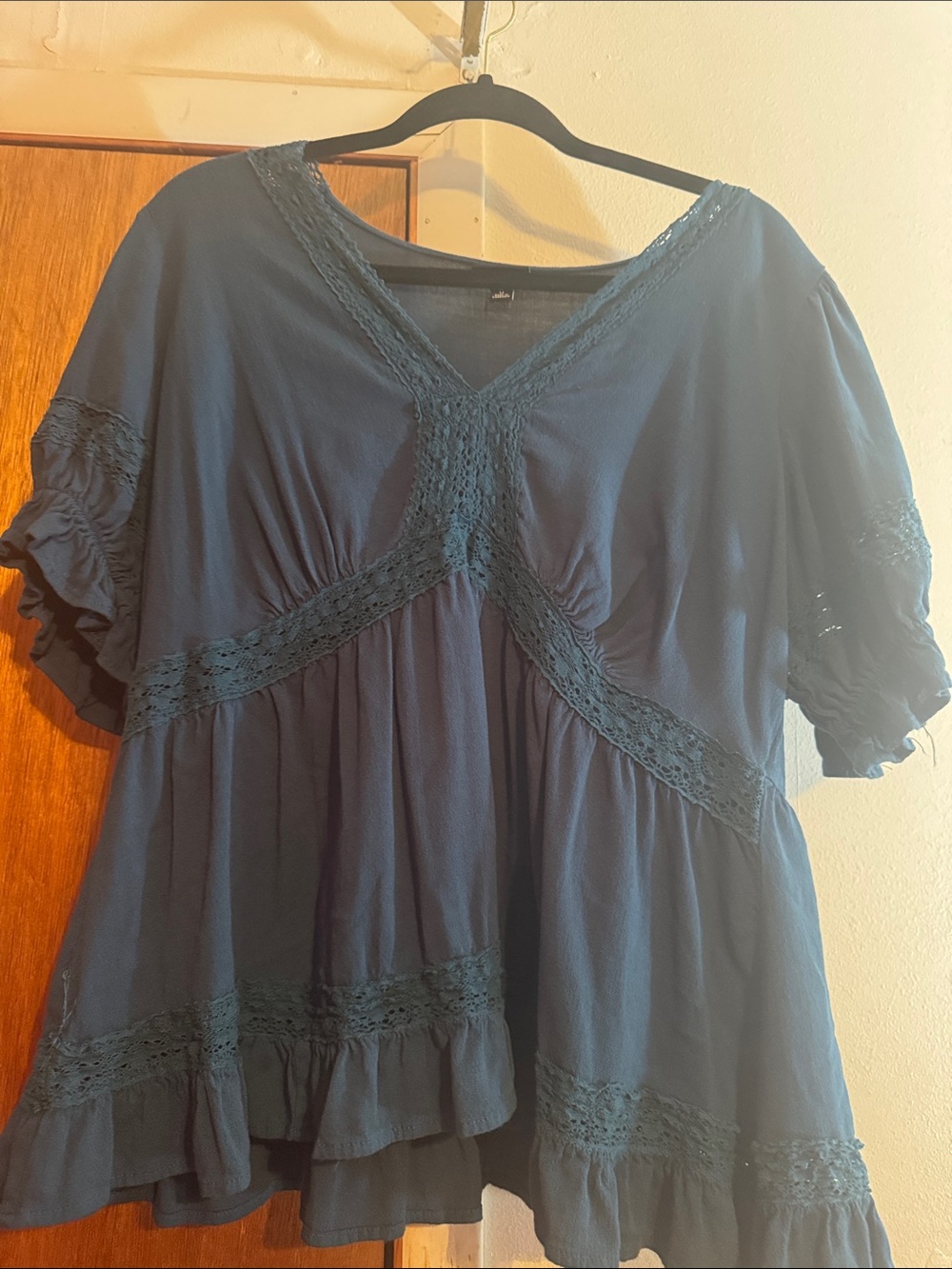 torrid Navy Crochet-Trim V-Neck Tunic